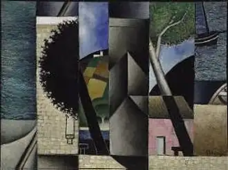 Jean Metzinger, 1912, Landscape (Marine, Composition Cubiste), oil on canvas, 51.4 x 68.6 cm, Fogg Art Museum, Harvard University. Published in Herwarth Walden, Einblick in Kunst: Expressionismus, Futurismus, Kubismus (1917), Der Sturm, 1912–1917