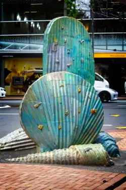 A picture of the sculpture - Shells - in Lambton Quay Wellington