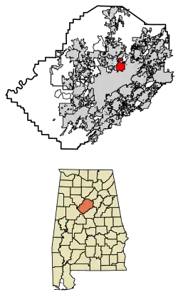 Location of Tarrant in Jefferson County, Alabama.