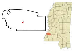 Location of Fayette, Mississippi