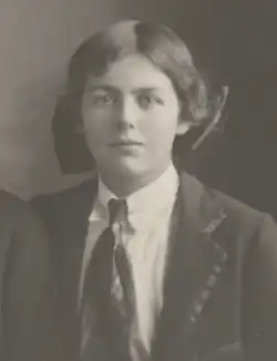 A photo of a young Joan Lindsay, posed in a school photograph