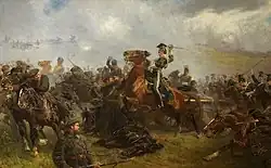 Painting of Sir Briggs carrying Captain Godfrey Morgan at the Charge of the Light Brigade, by John Charlton