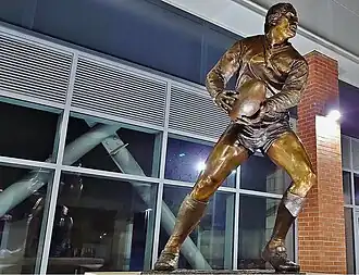 The John Holmes statue at Headingley Rugby League stadium