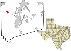 Location in Johnson County and the state of Texas