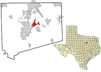 Location in Johnson County and the state of Texas