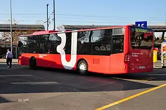 A bus in Stadtbus Rapperswil-Jona red