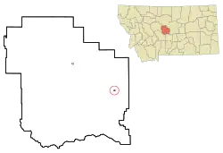 Location of Hobson, Montana