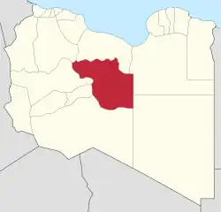 Map of Libya with Jufra district highlighted