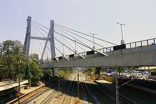 Cable stayed bridge on Old Madras Road (NH-4), above Krishnarajapuram railway station