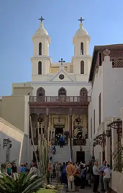 Exterior facade of the Hanging Church, with its twin bell towers