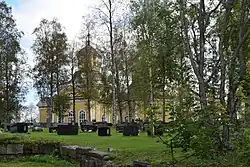 The Church in Kaustinen on the sloping churchhill.