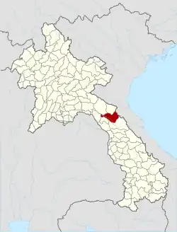 Location of Khamkeut district in Laos