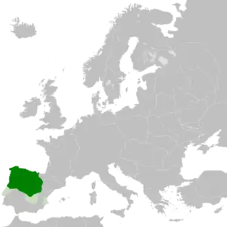 The Kingdom of León (green) in 1095.