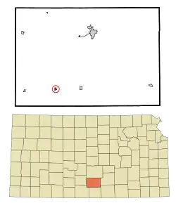 Location within Kingman County and Kansas