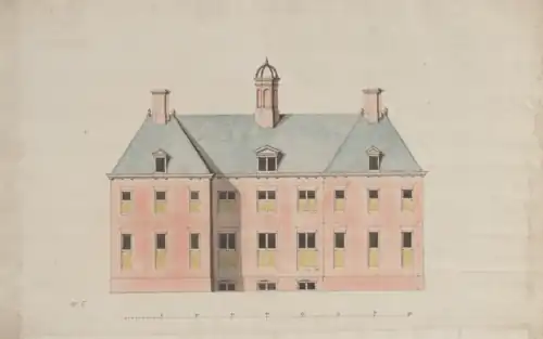 Design for the garden façade of the Prinzenhof palace, which faces the Rhine valley. Drawing by Daniel Wolf von Dopf (1671)