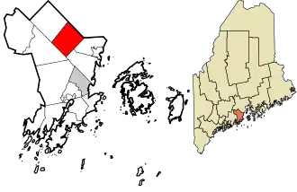 Location in Knox County and the state of Maine.