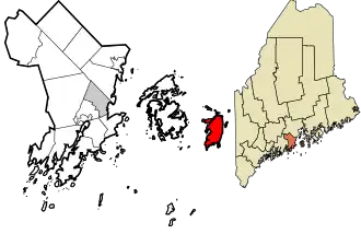 Location in Knox County and the state of Maine