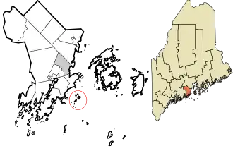 Location in Knox County and the state of Maine.