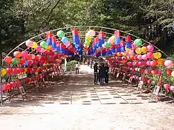 Tunnel of lanterns at Woljeongsa's entrance