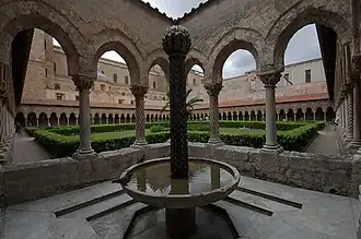 Lavabo in the Cloister of the Monreale Cathedral (Italy).