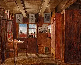 The Artist's Studio in Nyhavn Overlooking Christian's Church and a Ship on the Canal (undated)
