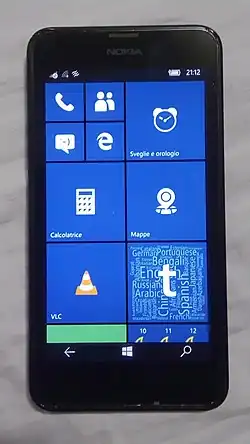 A Nokia Lumia 635 with 1GB RAM running Windows 10 Mobile and in the Start Menu