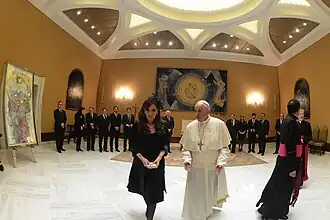 President Cristina Fernández and Pope Francis at the Vatican; June 2015.