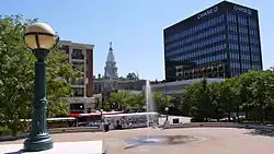 Downtown Lafayette and the Riehle Plaza and CityBus depot