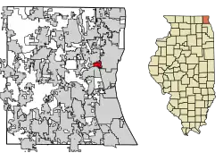 Location of Park City in Lake County, Illinois.