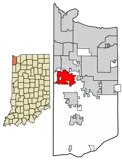 Location of St. John in Lake County, Indiana.