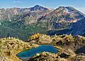 WNW aspect of Big Lou centered at top. Lake Edna in foreground, Frigid Mountain to the right.