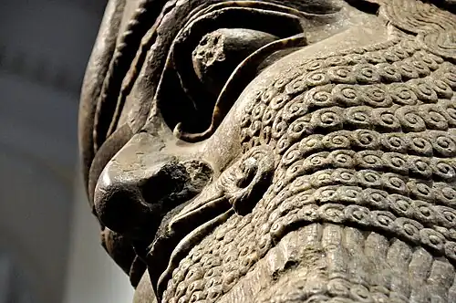 Neo-Assyrian lamassu, c.865-860 BC, gypsum, British Museum