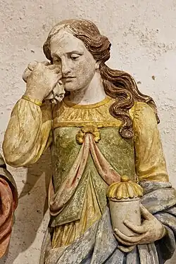 Mary Magdalene with her pot of ointment in the Église Notre-Dame "mise au Tombeau"