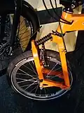 Leading link suspension fork on a Birdy folding bike