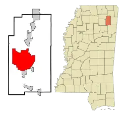Location in Lee county and Mississippi