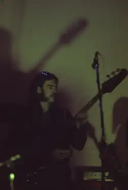 Lemmy in 1974 in St. Louis, USA Hawkwind Hall of the Mountain Grill tour