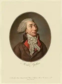 Color photograph of a painting depicting a man in semi-profile, within a medallion.
