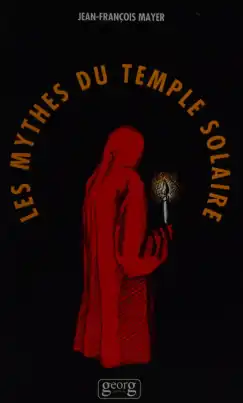A hooded figure in red holds a candle. Around him, the words of the title arc in orange, creating a sort of black sun