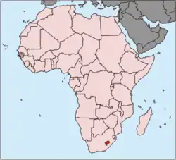 Lesotho highlighted on a map of Africa
