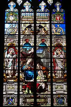 19th century window with some panes from the 16th c.