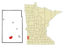 Location of Lake Benton within Lincoln County, Minnesota