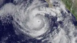 Visible satellite imagery of an small yet intense Hurricane Linda on September 8