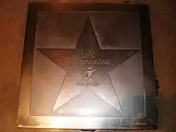 A metal star engraved with Link's name and The Legend of Zelda game title