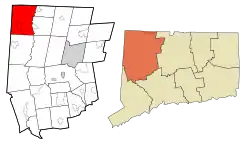 Salisbury's location within Litchfield County and Connecticut