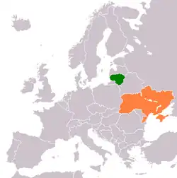 Map indicating locations of Lithuania and Ukraine