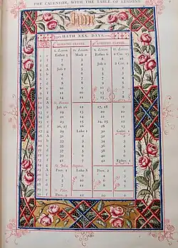 An illuminated liturgical calendar shows morning and evening readings for each day in June.