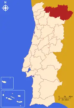 Location of the Alto Trás-os-Montes subregion in continental Portugal