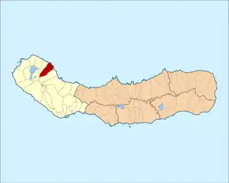 The location of the civil parish of Santa Bárbara in the municipality of Ponta Delgada