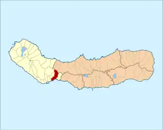 Location of the civil parish of São Roque in the municipality of Ponta Delgada