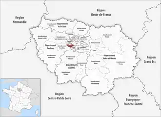 Location within the region Île-de-France